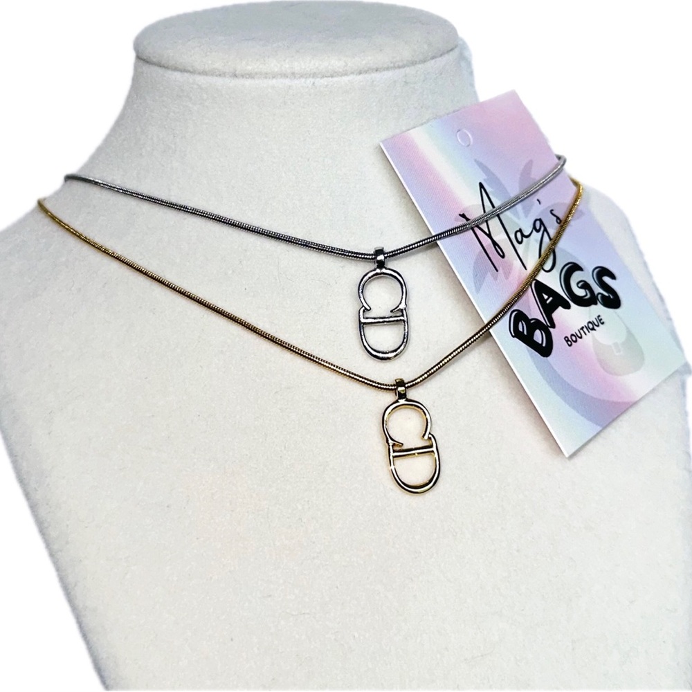 Dior: CD Logo Y2K Necklace (Gold) - Picture 9 of 10